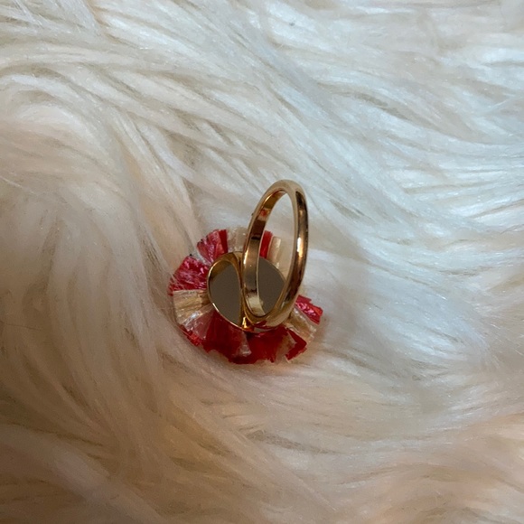 NWT Cato gold red color paper flower statement ring costume jewelry floral ring - Picture 4 of 16